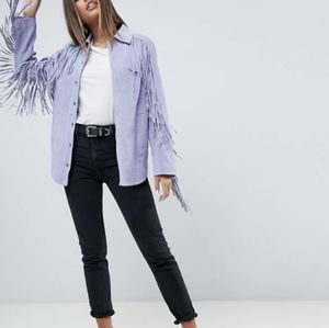 ASOS NWT Purple Fringe Suede Jacket